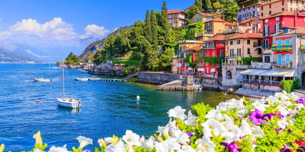 Views over Lake Como from the gardens of Villa Olmo
