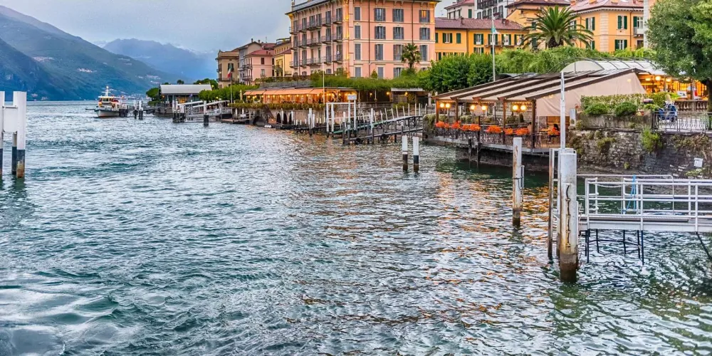 A lakeside villa and gardens on the shore of Lake Como