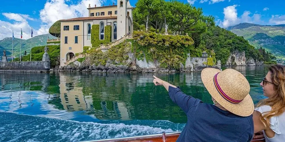 The gardens and loggia of Villa del Balbianello above Lake Como