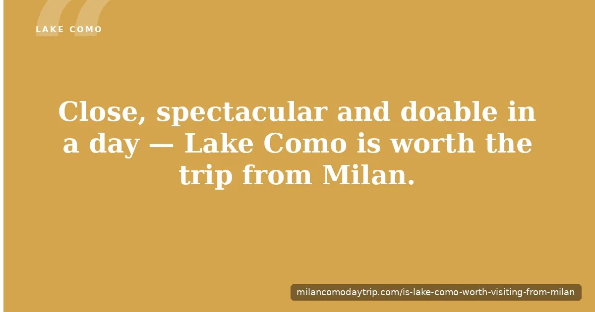 Panoramic view of Lake Como's villages and mountains, illustrating a day trip from Milan